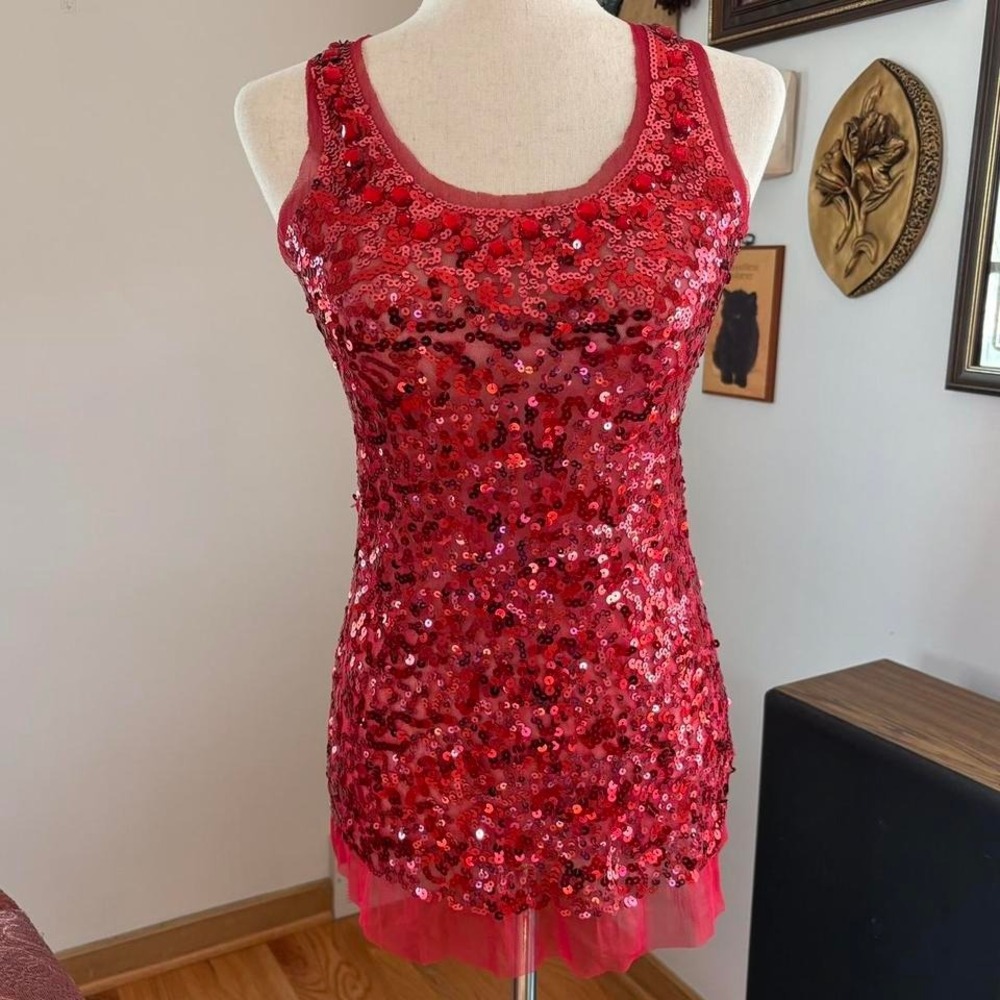 2000s Red Sequin Tanktop